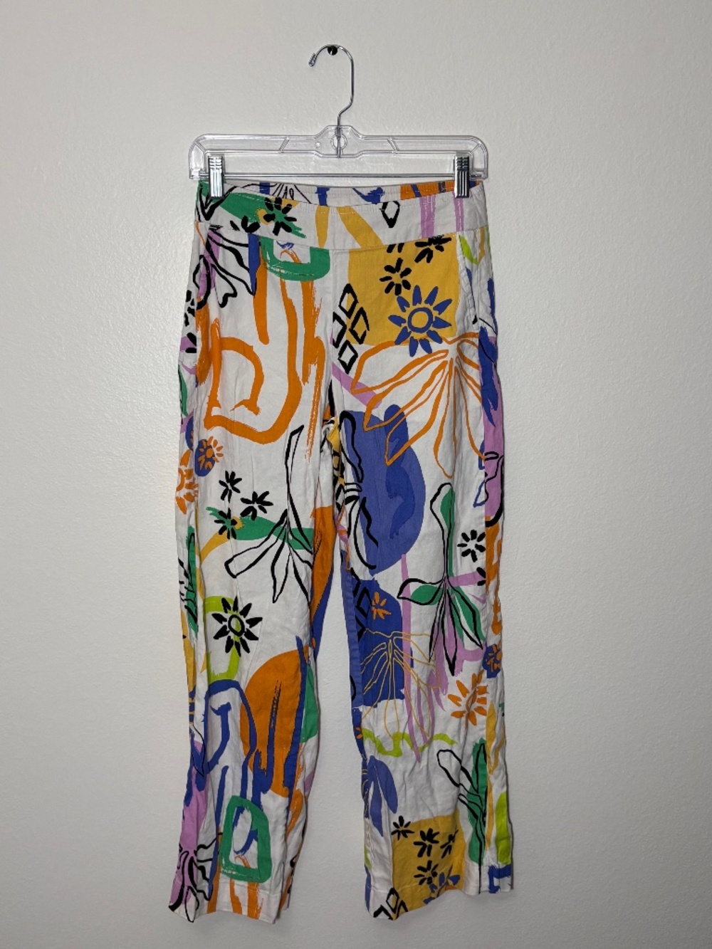 Chico's Surreal Escape Bold Print Linen Blend Wide Leg Pants SZ 00 US 2